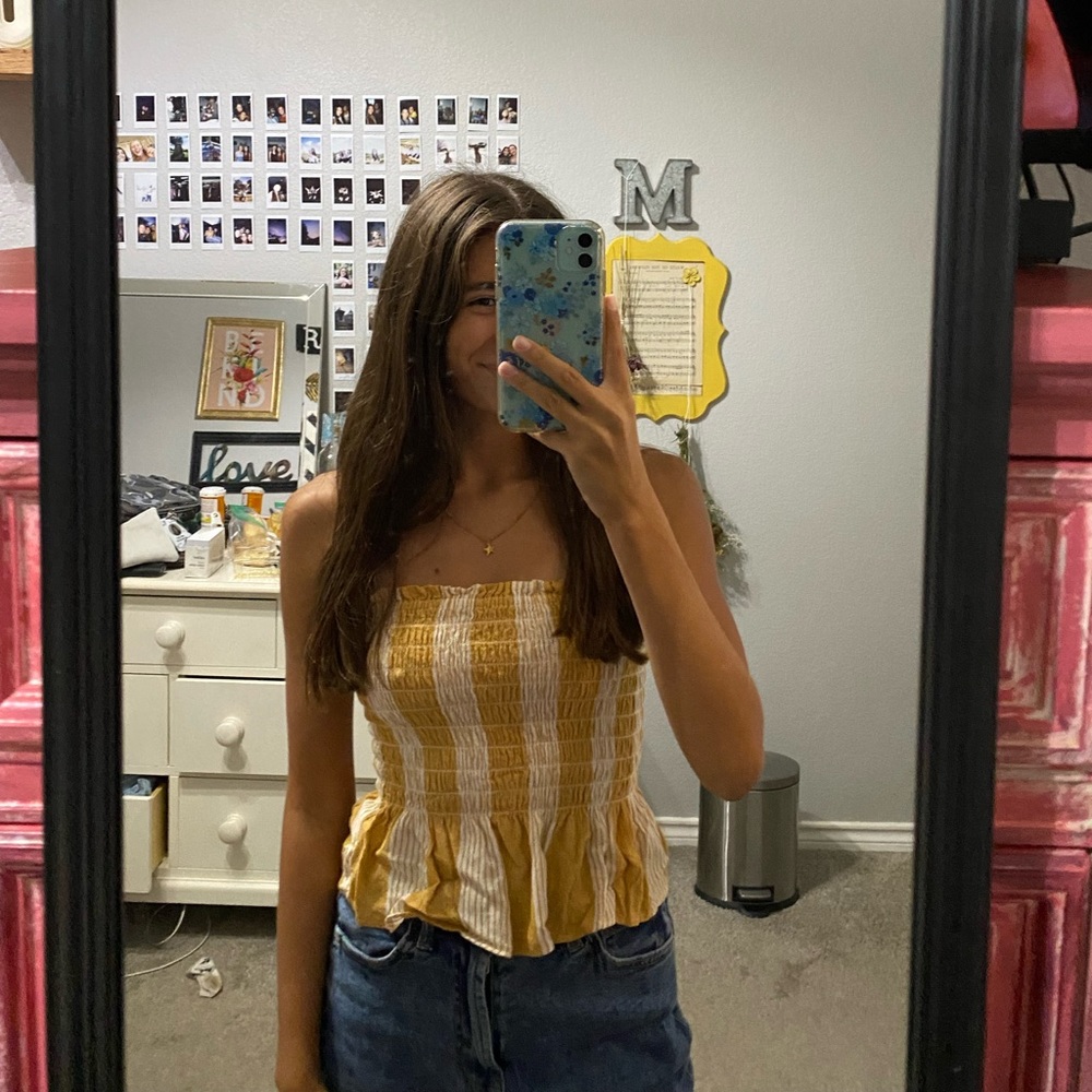 Yellow and White striped Tube top